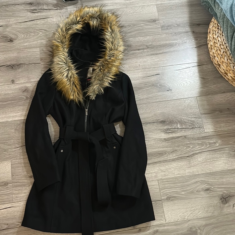 Rachel Roy coat with faux fur hood
